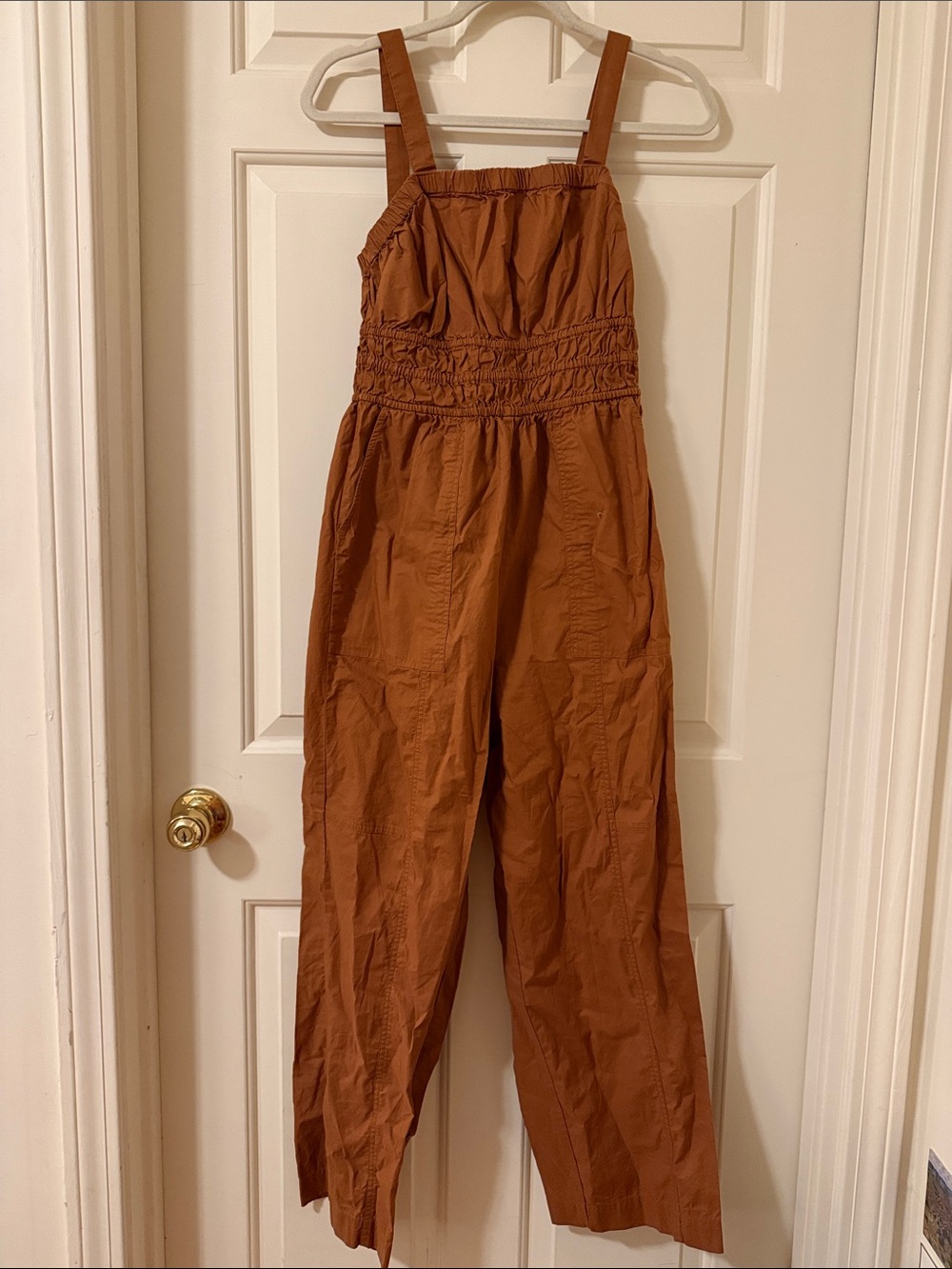 Universal Thread Rust Brown Smocked-Waist Jumpsuit